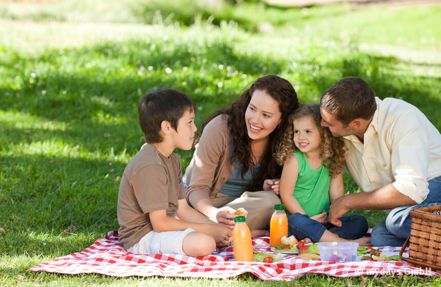 Ein Picknick ist eine tolle Aktivität an einem Familientag.