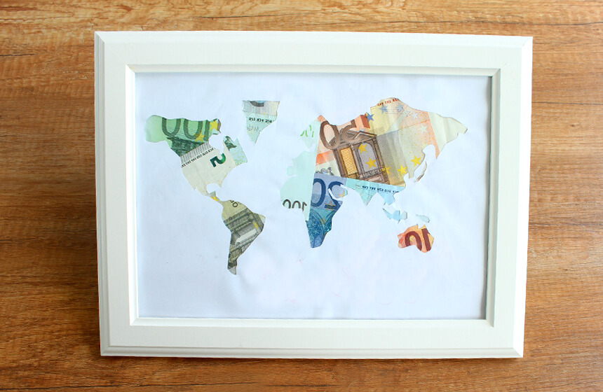 Geldgeschenke Weltkarte