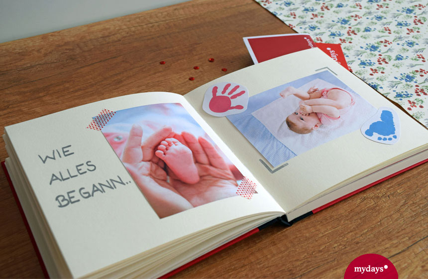 Erinnerungsbuch mit Babyfotos