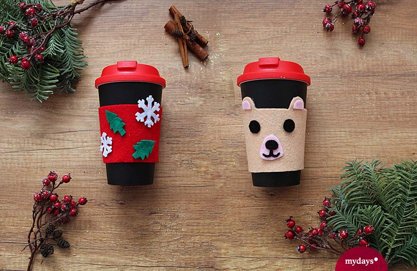 Selbstgemachtes Weihnachtsgeschenk - Wärmeschutz Kaffeebecher